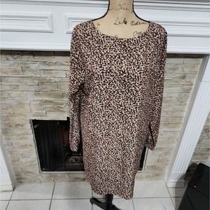 LOFT Cheetah Leopard Print Long Sleeve Mini Dress Size 14 XL‎ New